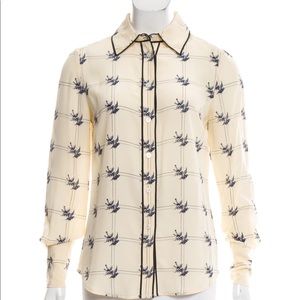 Tory Burch silk bird print top
